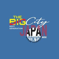 japan tokyo the big city Premium Vector illustration of a text graphic. suitable screen printing and DTF for the design boy outfit of t-shirts print, shirts, hoodies baba suit, kids cottons, etc.