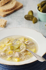Rassolnik, traditional soup of Russian cuisine	
