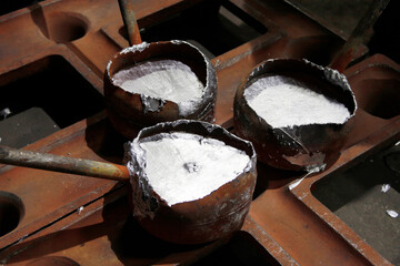 Aluminum casting factory. Industrial background.