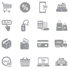 Commerce Icons. Gray Flat Design. Vector Illustration.