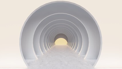 Obraz premium Architecture interior background glowing empty arched pass 3d render