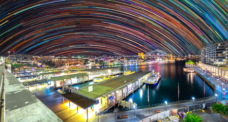Star trails in the sky over Sydney Harbour NSW Australia startrails. lovely patterns and beautiful...