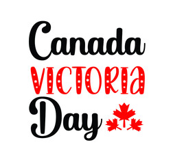 Happy Canada day illustration with flat symbols and hand drawn lettering, Canada day vector Illustration 1st July. Vector Illustration greeting card. Canada Maple leaves on white background