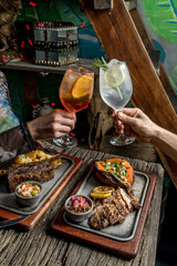 smoked meat and potatoes ready to eat