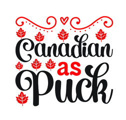 Happy Canada day illustration with flat symbols and hand drawn lettering, Canada day vector Illustration 1st July. Vector Illustration greeting card. Canada Maple leaves on white background