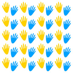 Pray for Ukraine sign. Illustration with colors of Ukrainian flag. Vector isolated on white	