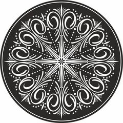 Vector round greek ornament. Meander in a circle. Circular pattern. The architecture of ancient Rome. Print for tattoo, sandblasting and laser cutting.