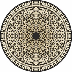 Vector gold arabic national round ornament. Ethnic circle, eastern and african peoples of asia, persia, iran, iraq, syria.