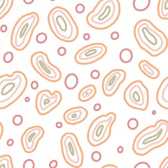 Pink orange pastel spots. Seamless background pattern. Abstraction hand drawn background illustration