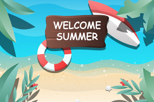 Welcome summer background with gradient style.