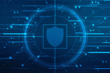 Protect and Security concept. Digital Shield on abstract technology background, Cyber security and information or network protection. Future technology web services for business and internet project