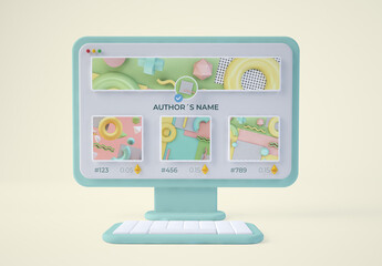 Nft Profile on Computer Screen Cartoon Style