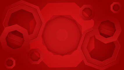 Red abstract background. Abstract composition of 3D circle. Modern geometric red background insulated black