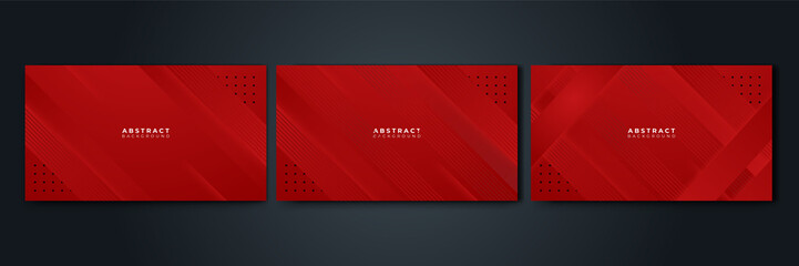 Set of Beautiful red gradient with Abstract design background