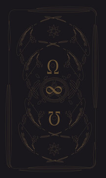 Tarot card back design, back side. Infinity symbol, Omega