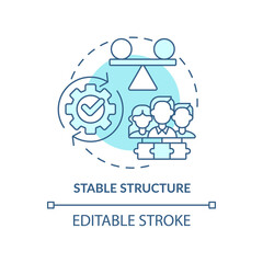 Stable structure turquoise concept icon. Cooperative society benefit abstract idea thin line illustration. Stability. Isolated outline drawing. Editable stroke. Arial, Myriad Pro-Bold fonts used