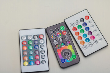 three different infrared remote controls for RGB LED-Lamps or strips with color changing capabilities