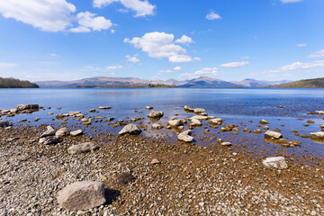 A hazy spring day on the shores Loch Lomond