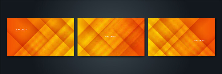 Set of Modern gradient orange Abstract with smooth line design background