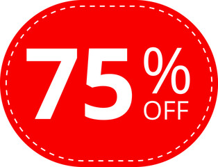 75 offer tag discount vector icon stamp. Badges for labels, stickers, banners.
