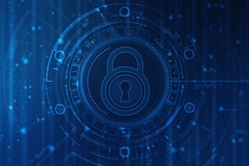 Obraz premium Digital Padlock on abstract technology background, Technology security concept. Modern safety digital background. Protection system, Cyber Security and safety information, personal data concept