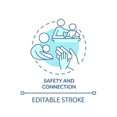 Safety and connection turquoise concept icon. Family relationships importance abstract idea thin line illustration. Isolated outline drawing. Editable stroke. Arial, Myriad Pro-Bold fonts used