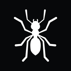 ant simple, black on white background, vector illustration 