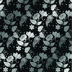 Two color vector floral pattern. Design for wallpaper, wrapping paper, background, fabric. Vector seamless pattern with decorative leaves flower