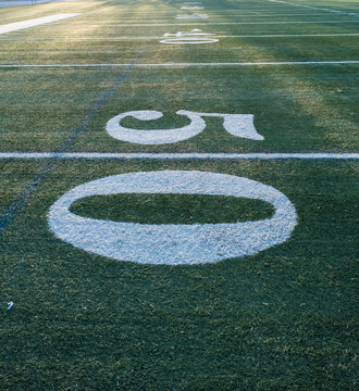 Fifty Yard Line On an American Football Field