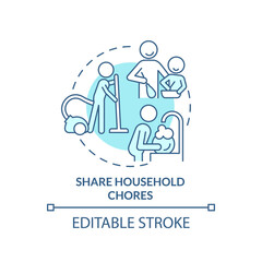 Naklejka na ściany i meble Share household chores turquoise concept icon. Home responsibilities. Teamwork abstract idea thin line illustration. Isolated outline drawing. Editable stroke. Arial, Myriad Pro-Bold fonts used