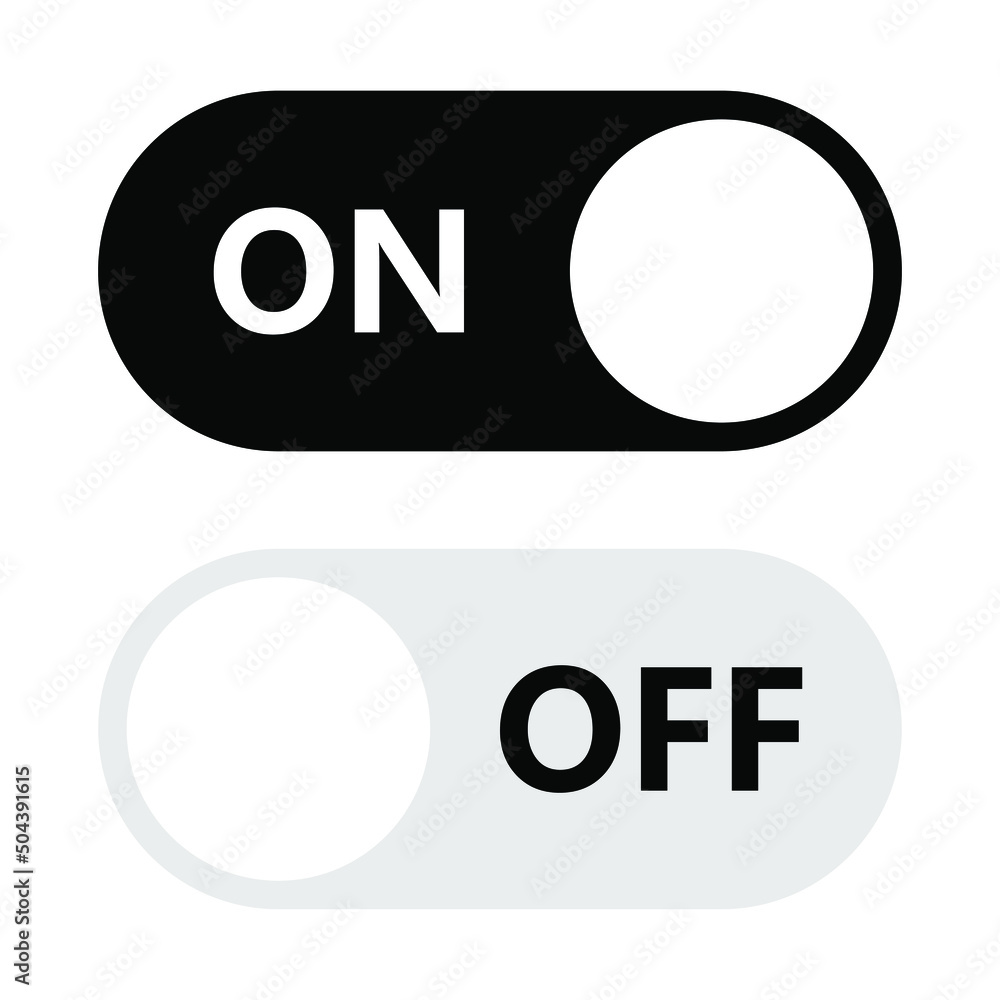 Poster on and off toggle switch buttons. flat design switch buttons set. vector illustration eps 10