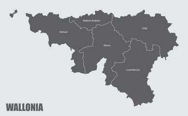Obraz premium Wallonia administrative map