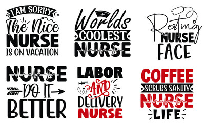 Obraz premium Nurse SVG T shirt Design Bundle
