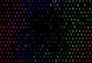 Dark multicolor, rainbow vector template with isolated letters.