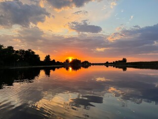 Sunset over the river