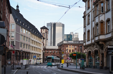 Beautiful view of city street with buildings on sunny day