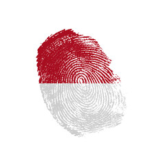 Human finger print in colors of national flag on white background. Monaco