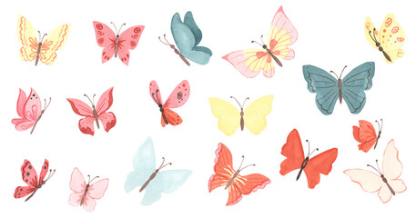 Watercolor butterflies illustration for kids