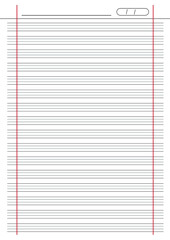 English notebook blank page design. Empty sheet template of english notebook. Date and heading is included
