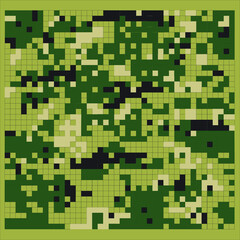 Camouflage, military pixel. Disguise from the enemy. War, clothes for soldiers, guards, uniform.
