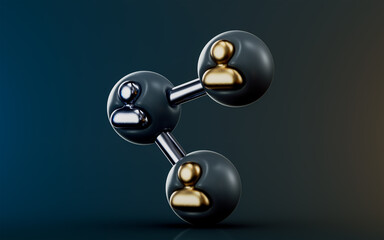 user connection icon on dark background 3d render concept for Business communications corporation