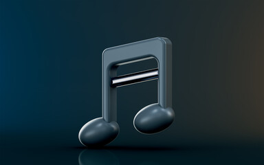 music icon on dark background 3d render concept for Decoration element of song festivals