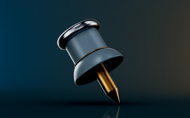 pin icon on dark background 3d render concept for push paper documents and mark place target