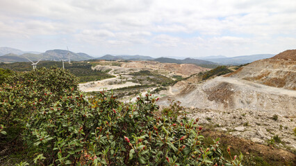 La nature et l'homme, destruction of nature, huge cement quarry
