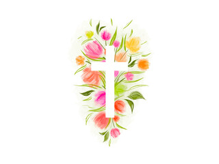 Watercolor Easter cross clipart. Floral crosses	