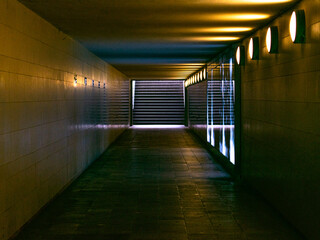 Long dark tunnel under the city of Berlin