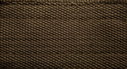 Close-up texture of a canvas fabric backpack. Leather straps and metal buckles. Vintage khaki back.
