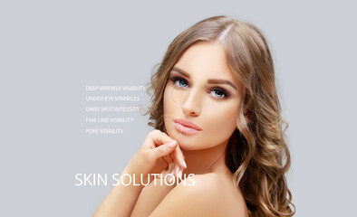 Skin solutions.Concept of rejuvenation,detecting  ageing signs
