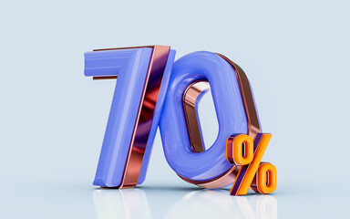 realistic glossy 70 percent discount sale banner golden effect 3d render concept for shopping offer