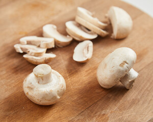mushrooms on a wooden board